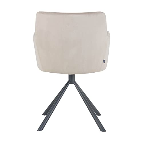 Damiware Silla giratoria con reposabrazos | Silla de diseño para salón, comedor, oficina con funda de tela (terciopelo topo)