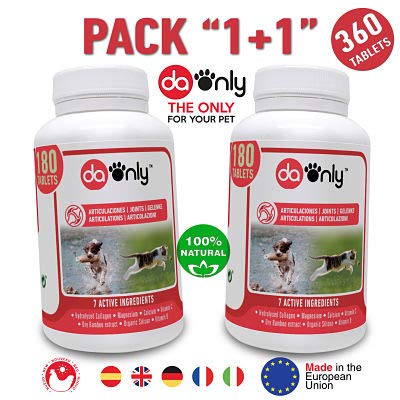 DAONLY colágeno Natural antiinflamatorio para Perros |360 Comprimidos| Pastillas Naturales | Alternativa a medicamentos y condroprotectores para Gatos