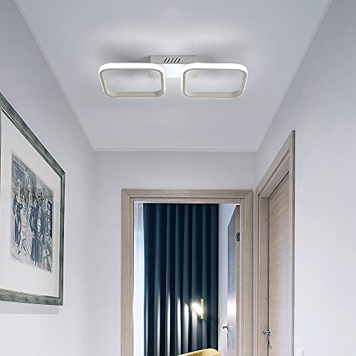 DAXGD Lámparas de techo modernas, 2 lámparas colgantes LED cuadradas blancas para cocina, dormitorio, pasillo, lámpara de techo acrílica de 30W, diámetro 50CM