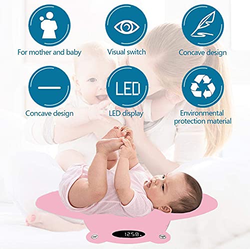 DDHVVOH Bascula para BebéS Y Mascotas,Balanza Digital con Pantalla LCD Retro Iluminada Y Tallimetro con FuncióN Tara,Ideal para Calcular El Peso de Su Bebe ReciéN Nacido Capacidad