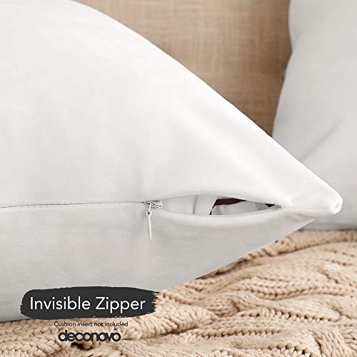 Deconovo Fundas para Cojines de Almohada del Sofá Cubierta Suave Decorativa Protector para Hogar 2 Piezas 50 x 50 cm Blanco