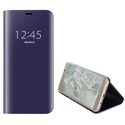 Dedux Funda Samsung Galaxy A50 - Modelo Inteligente Fecha/Hora Ver Espejo Brillante tirón del Caso Duro con para el Samsung Galaxy A50,Azul Púrpura