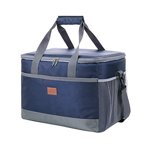 Delgeo 30L Nevera Flexible Bolsa Termica Reutilizable Bolsa Isotermica Nevera Portatil Grande Apta para Viajes, Playa, Picnic, Camping, Barbacoa, Azul