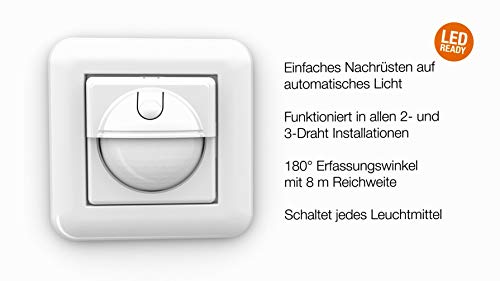 Detector de Movimiento Steinel IR 180 UP Easy, Interruptor de Pared, Sensor 180°, Adecuado para LED, Montaje de 2 y 3 Cables