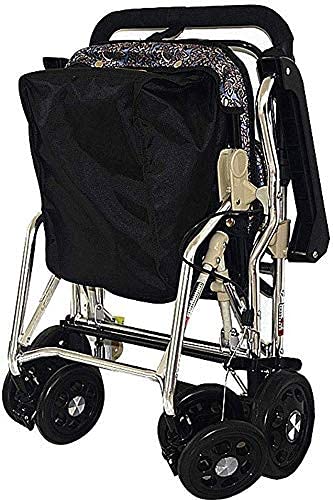 DFJU Rollator Walker Lightweight Walking Frame Aid ty Plegable con Asiento y Bolsa 4 Ruedas