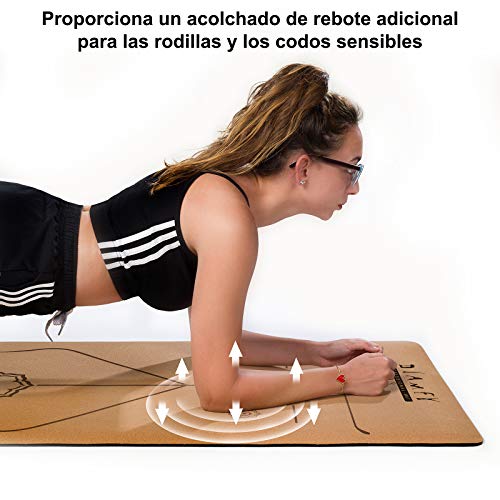 DIAMFY Esterilla Yoga Corcho, Mat Yoga Antideslizante Caucho ecologica,Esterilla Deporte con Bolsa de Transporte, Alfombra Pilates 183cm x 65cm x 6mm