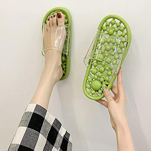 dihui ReflexologíA Zapatos,Zapatillas de Masaje de Cristal de Verano, CAV Cave Bathroom Sandalias de Masaje-Verde_38-39,Fitness Sandalias