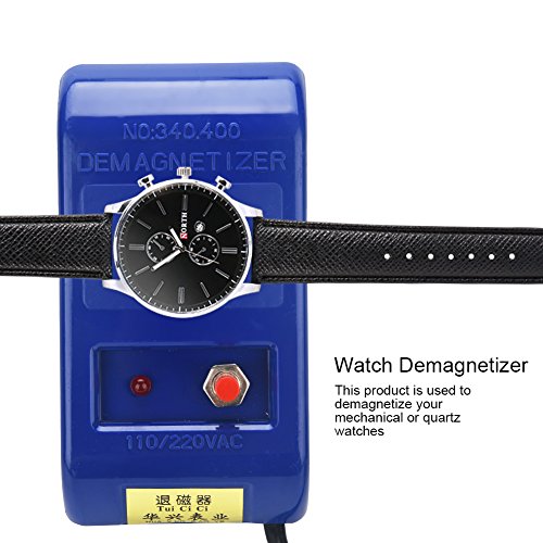 Dilwe Desmagnetizador de Relojes Reparación Profesional Desmagnetización Herramienta Mecánica Reloj de Cuarzo 250V EU Plug