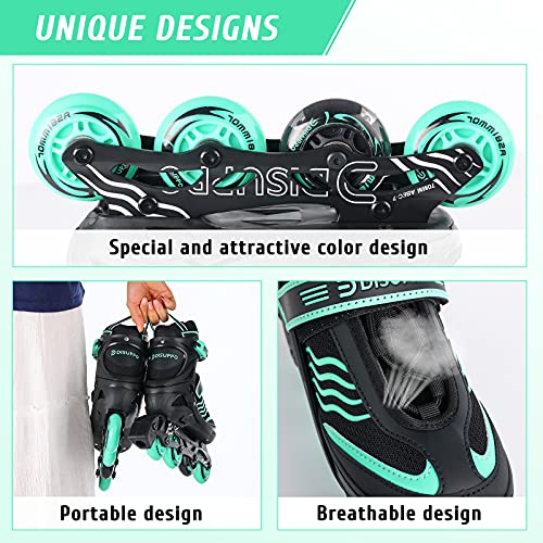 DISUPPO Patines en Línea Niños Niñas, Patín sobre Ruedas Iluminadas Inline Skates Ajustables Adultos, Patines Infantiles con Luces, Ruedas de PU (Talla EU 31-42) (Verde, S)