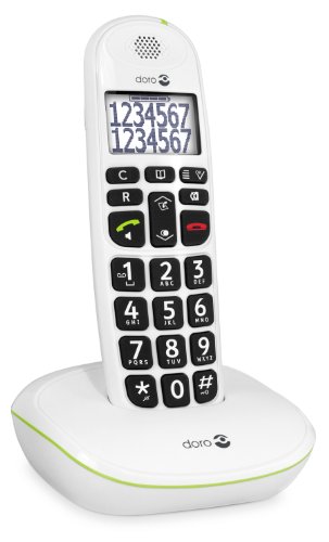 Doro PhoneEasy 110 Duo Teléfono Inalámbrico DECT para Personas Mayores con Teclas Grandes Parlantes, Función de Llamada Interna y Audio Amplificado [Versión Española y Portuguesa](X 2 / Blanco)