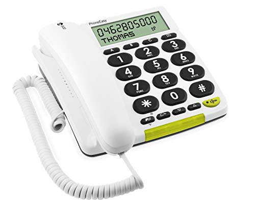 Doro PhoneEasy 312cs Teléfono Fijo con Cable para Personas Mayores con Teclas Grandes, Función de Altavoz y Compatible con Audífonos (Blanco) [Versión Española y Portuguesa]