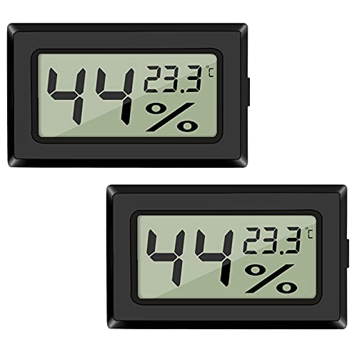 EEEKit 2-Pack LCD Termómetro Digital de Temperatura, Humedad Termómetro, Mini Termómetro Digital Higrómetro y Medidor de Humedad para Invernadero/Coches/Hogar/Oficina, Negro