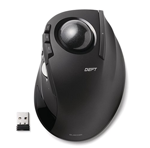 ELECOM-Japan Brand- Wireless Index Finger Trackball Mouse , EX-G Series 2.4GHz, 8 Buttons, Tilt Function/ Black / M-DT2DRBK