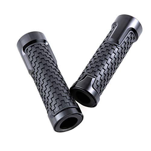 Empuñaduras Universales para Manillar de Motocicleta - Empuñaduras Antideslizantes para Motocicleta de Goma de 22 mm (7/8") 24 mm (1") para Empuñaduras de Scooter de Ciclomotor Cuádruple (Negro)