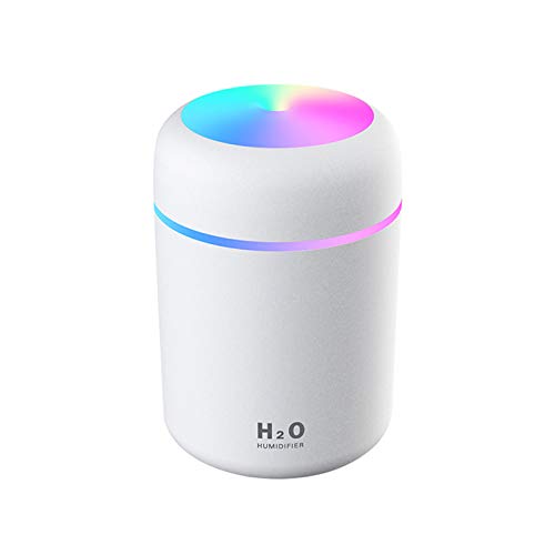 Entweg Humidificador de Niebla, 300 ml, con Luz Nocturna Colorida Portátil, Apagado Automático Silencioso, Alimentado por USB para el Dormitorio, la Oficina, Casa,Coche