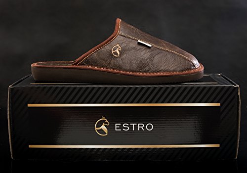 ESTRO Rust Lujo Zapatillas de Estar por casa la de los Hombres (43, marrón)