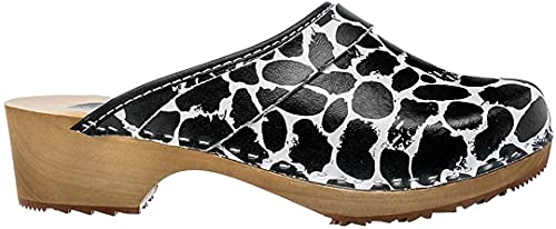 ESTRO Zuecos De Madera para Mujer Calzado Sanitario De Trabajo CDL06 (Blanco/Negro, Numeric_38)