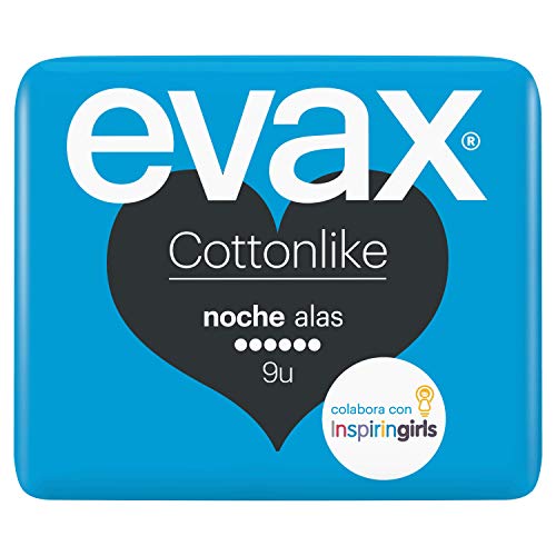 EVAX Cottonlike Noche Compresas Con Alas, 9 unidades