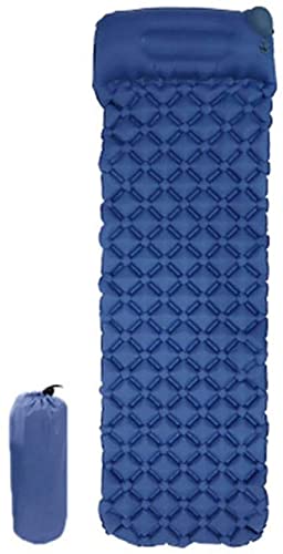 FACAIA Cojín De Dormir De Aire Acampado, Cojín Inflable De Tipo Pulsador, Almohadilla De Dormir De Acampado Ligero, Almohadilla para Dormir De Camping con Almohada, para Interiores Y Exte(Color:Azul)