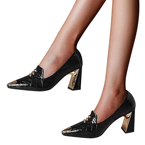 FACAIAFALO Zapatos de TacóN CláSicos Zapatos Mujer TacóN Fiesta Sandalias De TacóN Bajo Para Mujer 7 Cm Tacones Altos En Punta Sandalias De TacóN Cuadrado