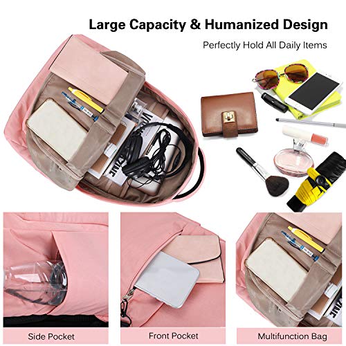 FANDARE Nuevo Mochila Mujer Mochilas Tipo Casual Bolsas Escolares con USB Alumno Niña Bolsa de Viaje Bolsos Adolescente Al Aire Libre Partido Viaje Equipaje Daypack Impermeable Poliéster Negro