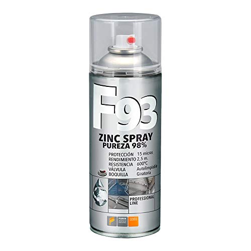 Faren Esmalte Spray Zinc 98% `F93´ cincado profesional Zincate a frío,m anticorrosiºxf3n. Muy apto para el ritocco de partes Grilletes y ossidate