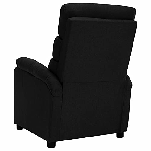 Festnjght Sillón Reclinable Tela Negro, Sillón Relax con Reposapiés, Sistema de Apertura Push, Compacto, Butaca Salón Reclinable