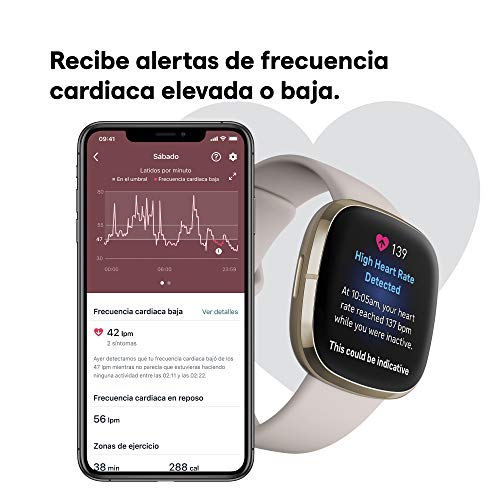 Fitbit Sense - Smartwatch avanzado de salud con herramientas avanzadas de la salud del corazón, gestión del estrés y tendencias de temperatura cutánea, Acero inoxidable dorado con Alexa integrada