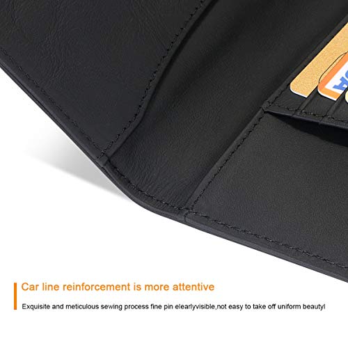 flintronic Fundas Pasaporte Piel, Bloqueo RFID Cartera de Piel de Pasaporte, Hombre/Mujeres Passport Holder con 4 Ranuras para Tarjetas, Porta Pasaporte para Tarjeta de Crédito y Billete - Negro