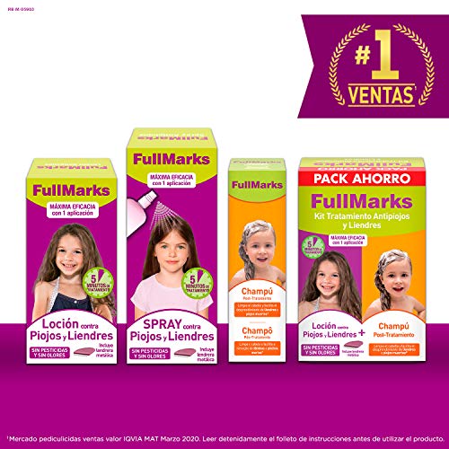 FullMarks Spray Antipiojos para Niños con Lendrera, Sin Pesticidas, Inoloro e Incoloro - Spray 150 ml