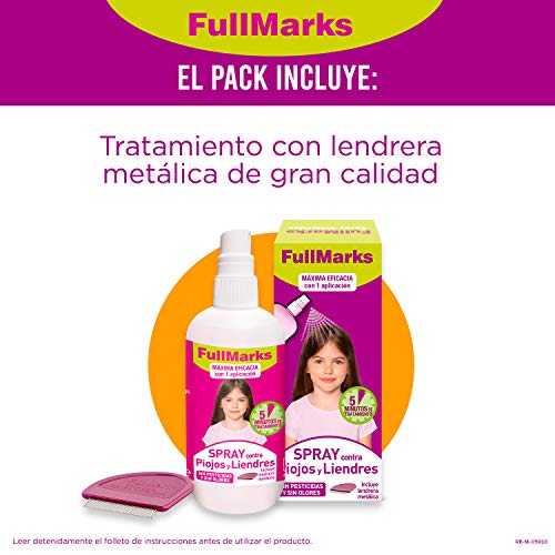 FullMarks Spray Antipiojos para Niños con Lendrera, Sin Pesticidas, Inoloro e Incoloro - Spray 150 ml