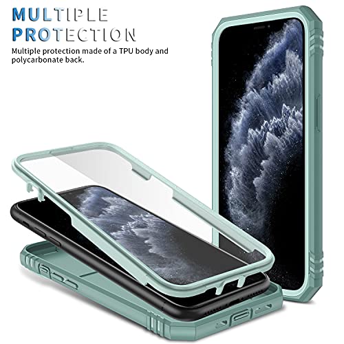 Funda Compatible con iPhone 11 Pro 5.8,Carcasa Cubierta de cámara Deslizante Proteger 360 Full Protección Anillo Soporte Bumper Case Cover,Verde