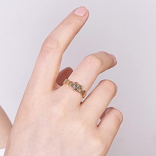 Funming Anillos de abeja de lujo con forma de panal hueco para mujeres y niñas, regalo para cumpleaños, Navidad, el mejor regalo