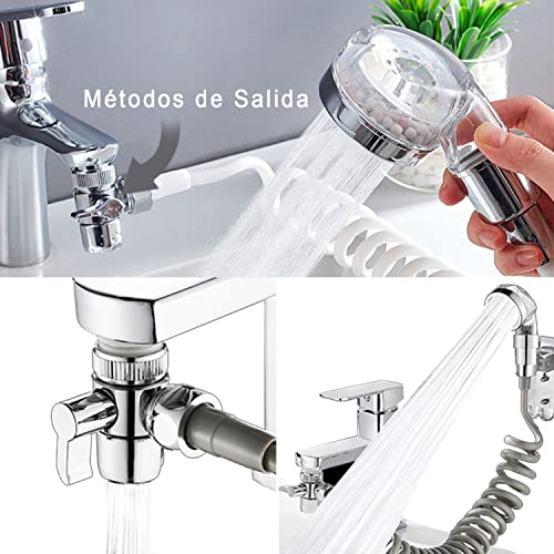 Fuutuu Conjunto de Alcachofa Grifo Ducha de Baño Juego de Ducha para Lavabo con Telescópica de 2 m Manguera Teleducha Pequeño con Adaptador G1/2 Mango Lava Manos para Cocina Camper Autocaravana