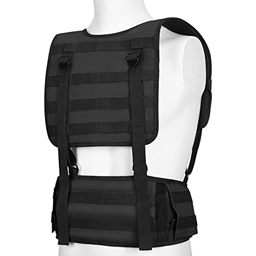 G-raphy Cinturón de Batalla Acolchado Táctico Airsoft con Tirantes Desmontables, Chalecos Tácticos con Almohadillas Cómodas y Arnés Extraíble para Entrenamiento al Aire Libre (Negro)