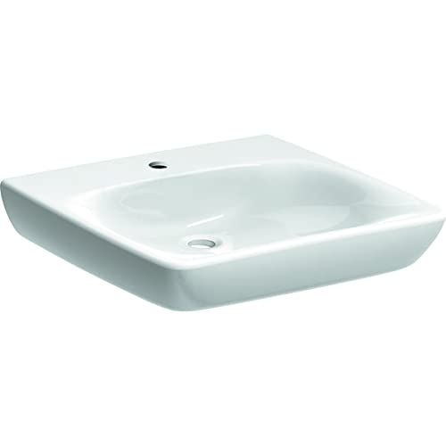 Geberit Renova Nr. 1 Lavabo Comfort, accesible para sillas de Ruedas, 550x550mm, con Agujero para Grifo, sin rebosadero, Blanco, 258557, Color: Blanco - 258557000