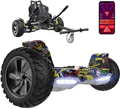 GeekMe Patinete Eléctrico Todo Terreno de 8,5 '' Scooter Equilibrado con Potente Motor Bluetooth + Hoverkart Accesorio para Patinete Eléctrico (Hip+Black Kart)