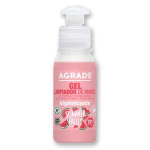 Gel Hidroalcohólico Limpiador de manos Summer Fruit Higienizante 78% Alcohol Sin Aclarado 80 ml Formato ideal Bolso o Mochila Aroma Frutas AGRADO