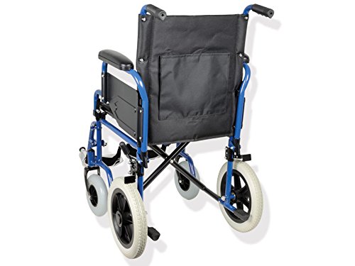 Gima - Silla de ruedas Essex - Silla de ruedas para personas mayores y discapacitadas - Tela de color negro - Marco de color azul - Asiento 43 cm.