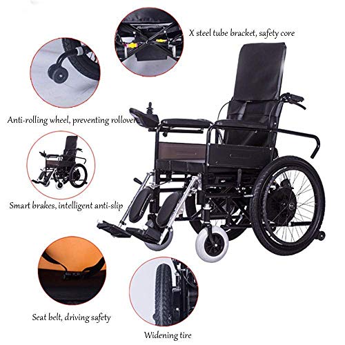 GLXLSBZ Rueda para Personas Mayores Rueda eléctrica para Personas Mayores con Respaldo Alto Mesa de Comedor Cama Inodoro Discapacitados Ancianos Scooter Adulto (Regalos Ancianos)