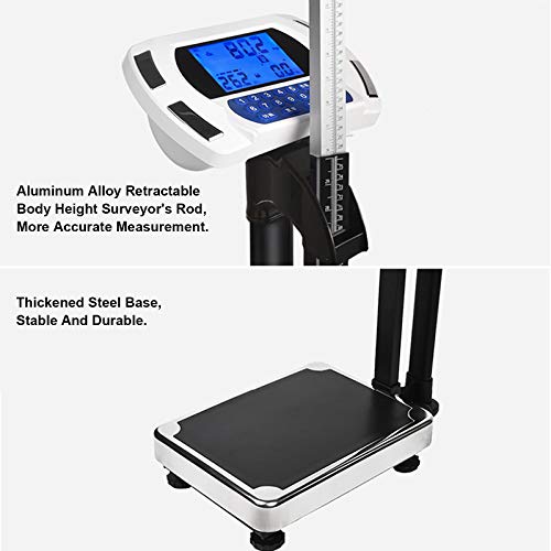 GMF Escala De Altura Y Peso 60~210cm, Bascula Medica con Tallimetro, Básculas Médicas Digitales Ligeras Portátiles, Mano Apretón Hoja De Electrodos