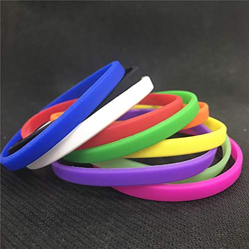 Gogo 100 Pulseras de Silicona Personalizada, Pulsera Elastica de Multicolor, Brazalete de Goma, Brazalete Deportivo - Amarillo