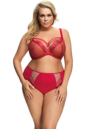 Gorsenia Braguita De Talle Alto para Mujeres K497 Paradise, Rojo,L