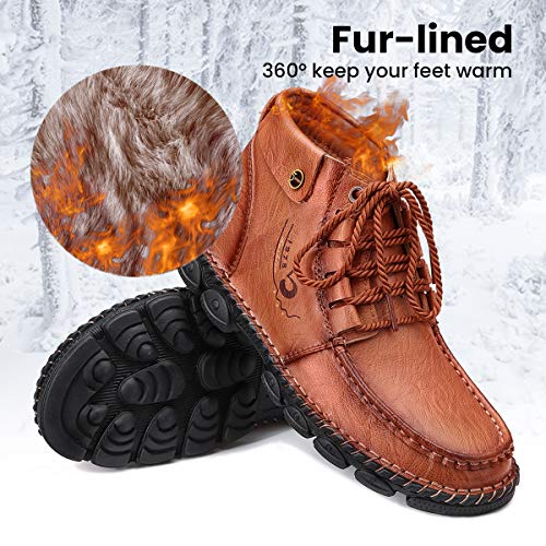 gracosy Zapatos de Cuero para Hombre Invierno 2020 Real Cuero Chukka Trekking Zapatos Planos Botines Mocasines Casual Zapatillas Artificial Transpirable Oxford Conducir Zapatos