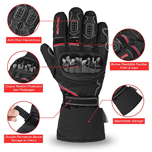 Guantes de moto invierno, guantes de Scooter cálidos Thinsulate 3M Pantalla táctil impermeable a prueba de viento para hombres Mujeres Guantes de moto Guantes resistentes al desgaste de motocicletas