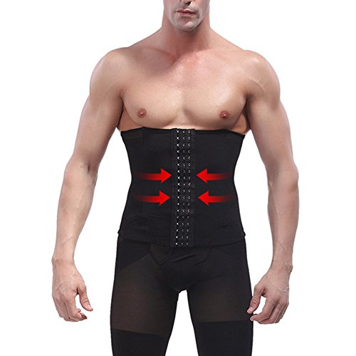 GUOCU Hombre Calzoncillos Bóxer con Faja Reductora Ropa Interior Moldeador Pantalones Adelgazante Suave Transpirable Shapewear Negro XL