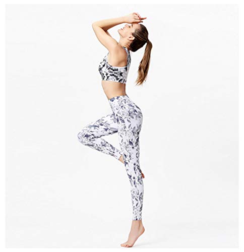 GYDD Mujeres Camo Yoga Pantalones Gimnasio Alto Gimnasio Patrimonio Control De Partículas Entrenamiento Correr Legging Pantalones De Alquiler Pantalones De Funcionamiento White Blue-XL