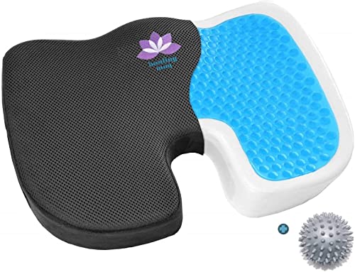 Healing way - Cojín ortopédico de gel con memoria de forma eficaz para aliviar el dolor de espalda y coccyx – Cómodo, corrige el asiento, para oficina, silla de ruedas y pelota de masaje