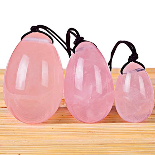 HEALLILY Huevos Yoni para Mujeres Entrenamiento de Kegel Nefrita Huevo de Jade Cuarzo Perforado para Yoni Músculos Del Piso Pélvico Masaje Ejercicio Rosa 40X25mm