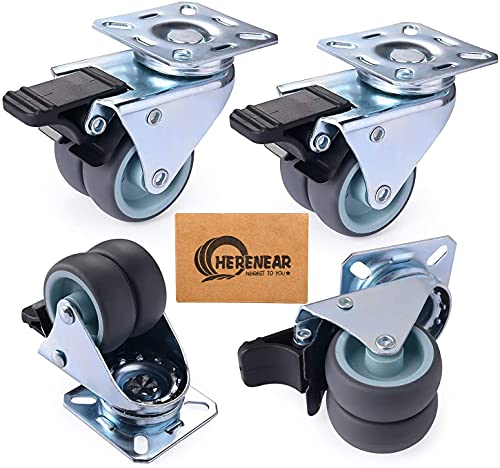 Herenear 4 Ruedas Pivotantes Ruedas Giratorias para Muebles con Carga Mayor de 600Kg, Ruedas Con Freno Industrial para en interiores y exteriores